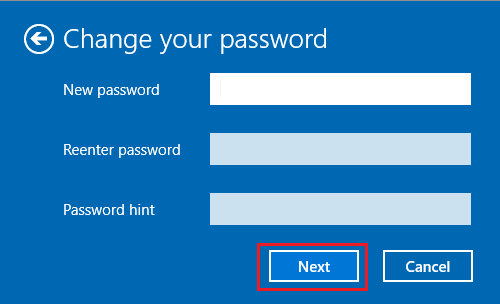 Экран изменения пароля в Windows