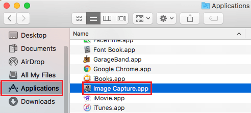 Откройте утилиту захвата изображений на Mac
