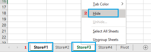 Скрыть таблицы в Excel
