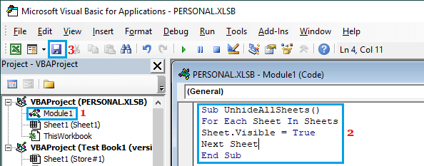 Макрокод для отображения всех листов в Excel
