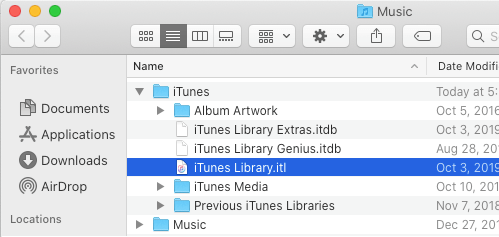 Файл библиотеки iTunes на Mac