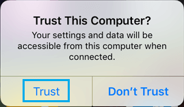 Опция «Доверять компьютеру» на iPhone