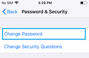 Изменить пароль на iPhone