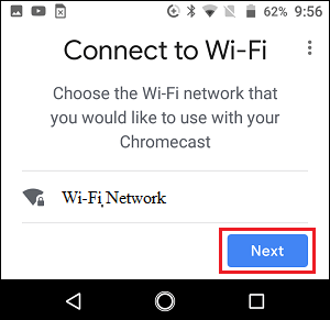 Выберите сеть Chromecast WiFi
