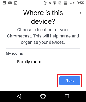 Экран местоположения Chromecast