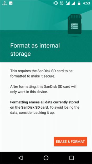 Отформатировать SD-карту как внутреннее хранилище на Android