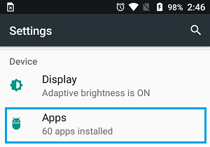 Вариант приложений на экране настроек телефона Android
