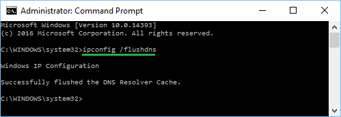 Команда ipconfig flushdns в Windows 10 