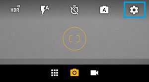 Значок настроек приложения камеры на телефоне Android