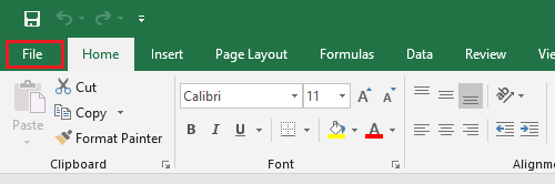 Вкладка файла в Excel