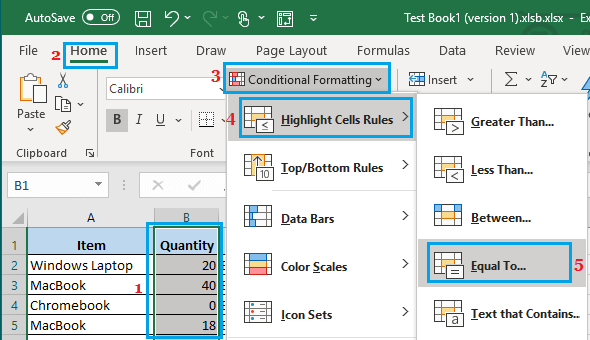 Equal to Option в условном форматировании Excel