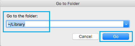 Доступ к папке библиотеки с помощью опции «Перейти к папке» на Mac