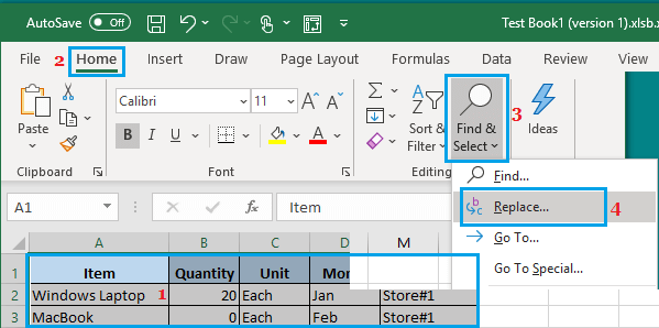 Вариант поиска и замены в Excel