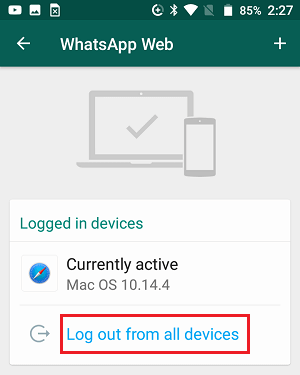Выйти со всех устройств WhatsApp