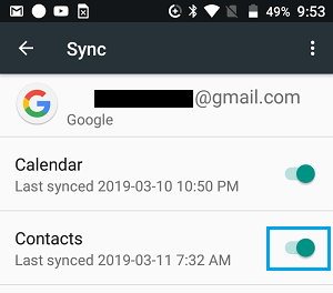 Синхронизировать контакты Gmail