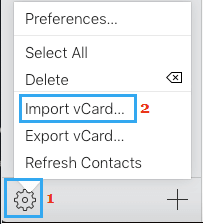 Импортировать vCard в iCloud