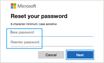 Введите новый пароль учетной записи Microsoft