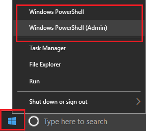 Откройте команду Windows PowerShell