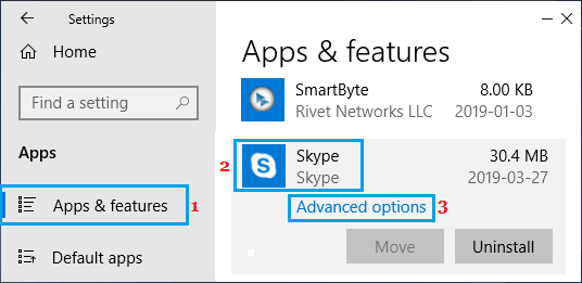 Откройте дополнительные параметры Skype