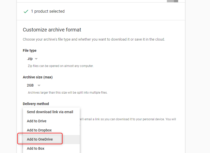 Перенос файлов с Google Диска в OneDrive - шаг 3