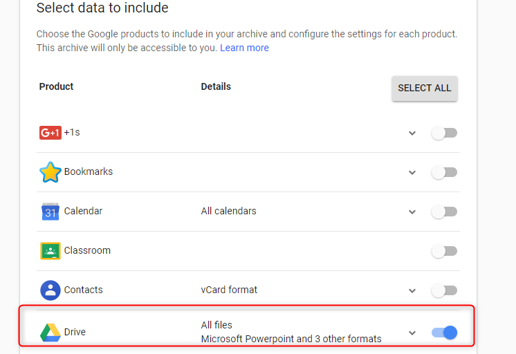 Перенос файлов с Google Диска в OneDrive - Шаг 2