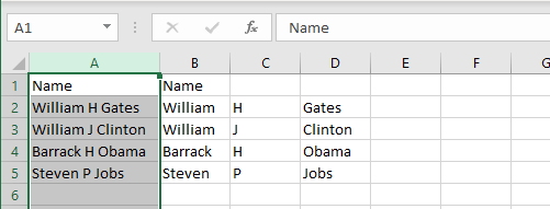 Разделение имени, отчества и фамилии в Excel