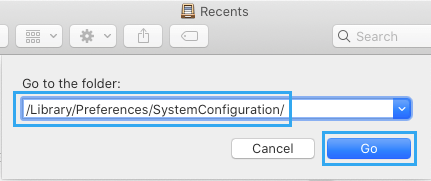 Перейдите в / Library / Preferences / SystemConfiguration / Folder на Mac.