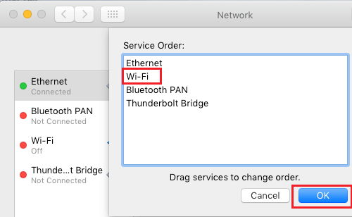 Настройка порядка сетевых служб на Mac