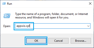 Запустить команду appwiz в Windows