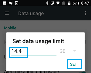 Установить параметр ограничения использования данных на телефоне Android