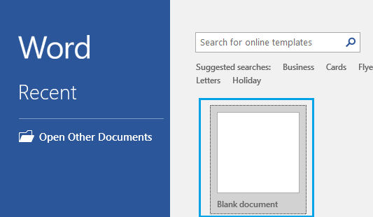 Открыть пустой документ в Microsoft Word