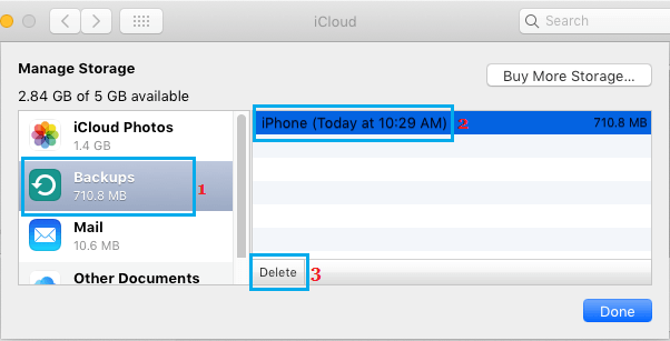 Удалить резервную копию iCloud на Mac