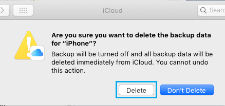 Удалить всплывающее окно с подтверждением резервного копирования iCloud на Mac