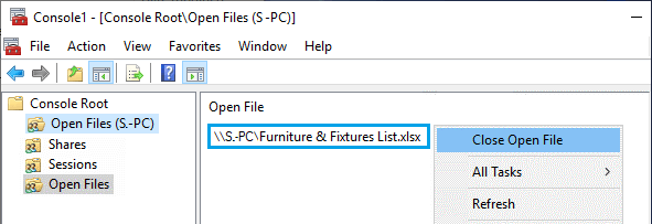 Удаленное закрытие открытого файла Excel на другом компьютере