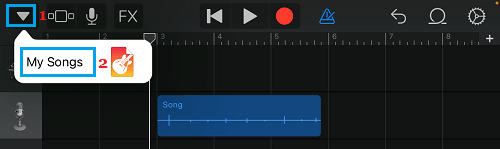 Перейти к моим песням в GarageBand