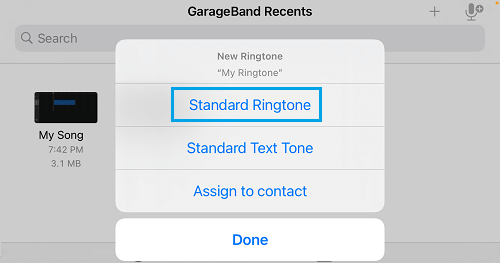 Установить в качестве стандартной мелодии звонка в GarageBand