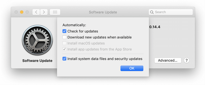 Проверьте обновление системы Mac