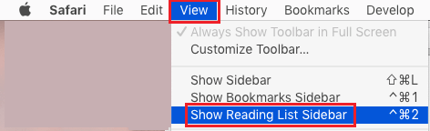 Показать боковую панель списка чтения в браузере Safari на Mac