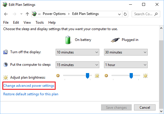Изменить дополнительные параметры питания в Windows 10