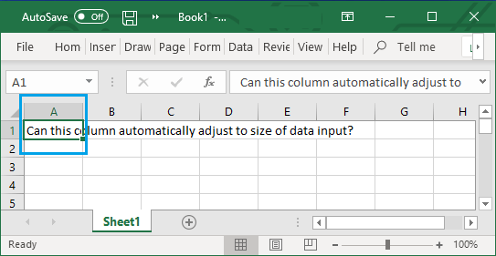 Ширина столбца при переполнении данных в Excel
