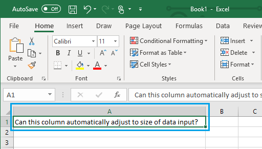 Автоподбор столбца Excel по размеру данных