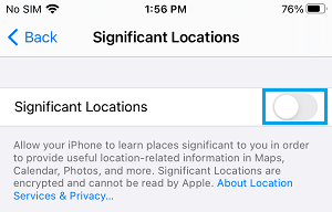 Отключите важные местоположения на iPhone