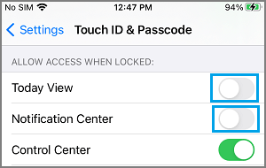 Отключить доступ к виджетам с экрана блокировки iPhone