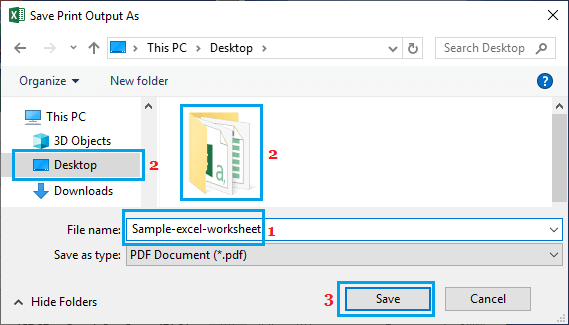 Сохранить распечатанный файл как PDF в Microsoft Excel