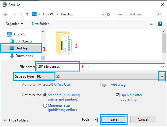 Сохранить файл Excel как PDF