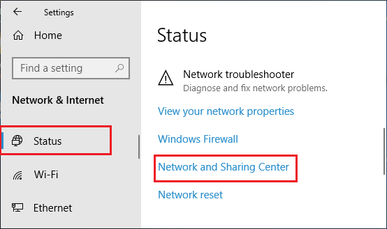 Откройте Центр управления сетями и общим доступом в Windows