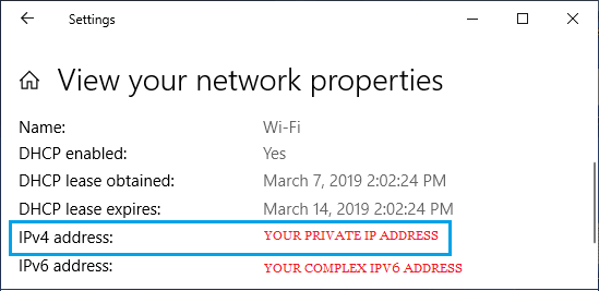 Частный IP-адрес на ПК с Windows