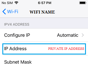 Частный IP-адрес на iPhone