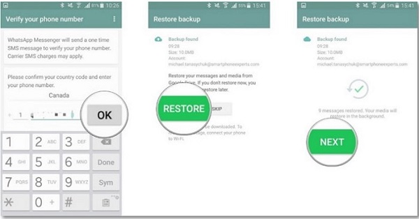 Настроить WhatsApp и восстановить резервную копию