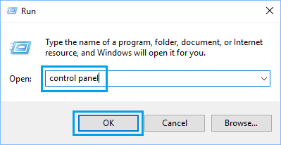 Откройте панель управления Windows с помощью команды «Выполнить»